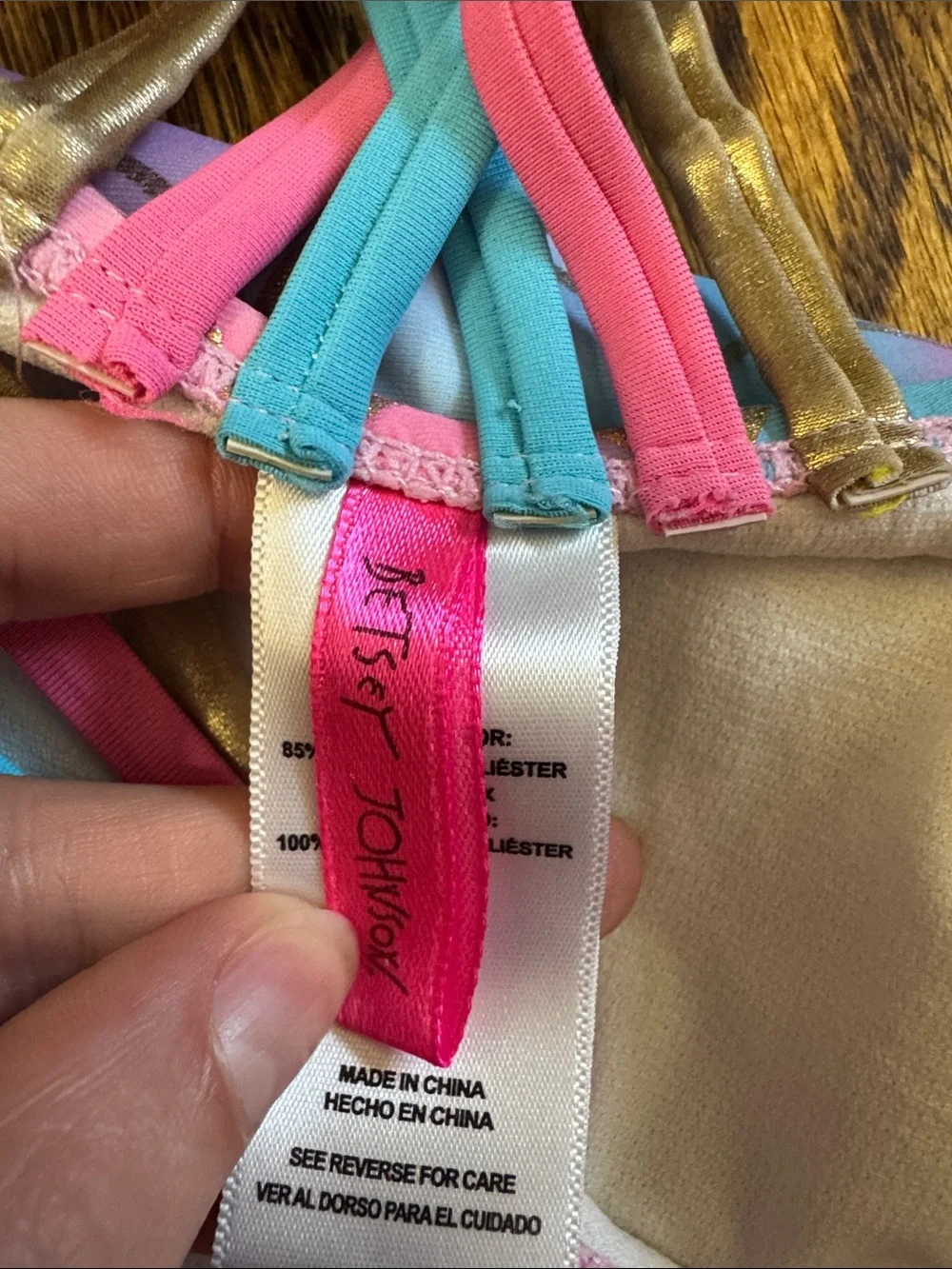 Betsey Johnson Mermaid Sequin Swimsuit Leotard Size 5 Rainbow Scales